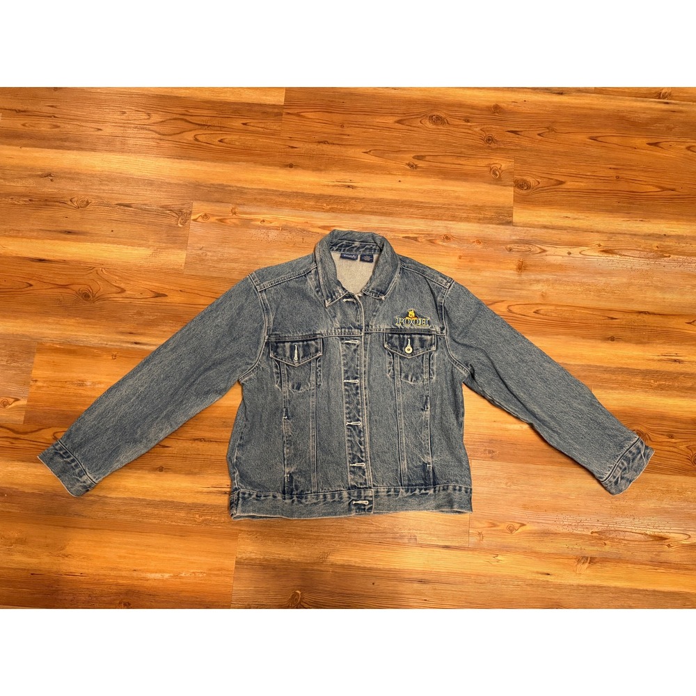 Disney Winnie the Pooh Denim Jacket Medium Wash Embroidered XL Vintage Style